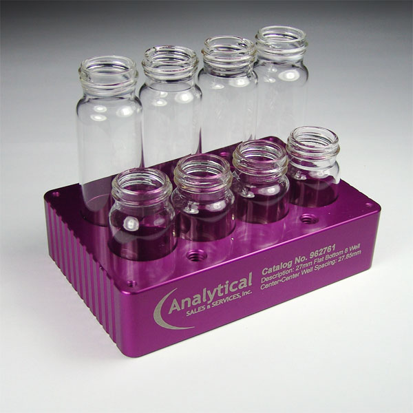 8 Well Aluminum Vial Tray, for 28mm Flat bottom Vials (962761) - Analytical  Sales and Services, Inc.
